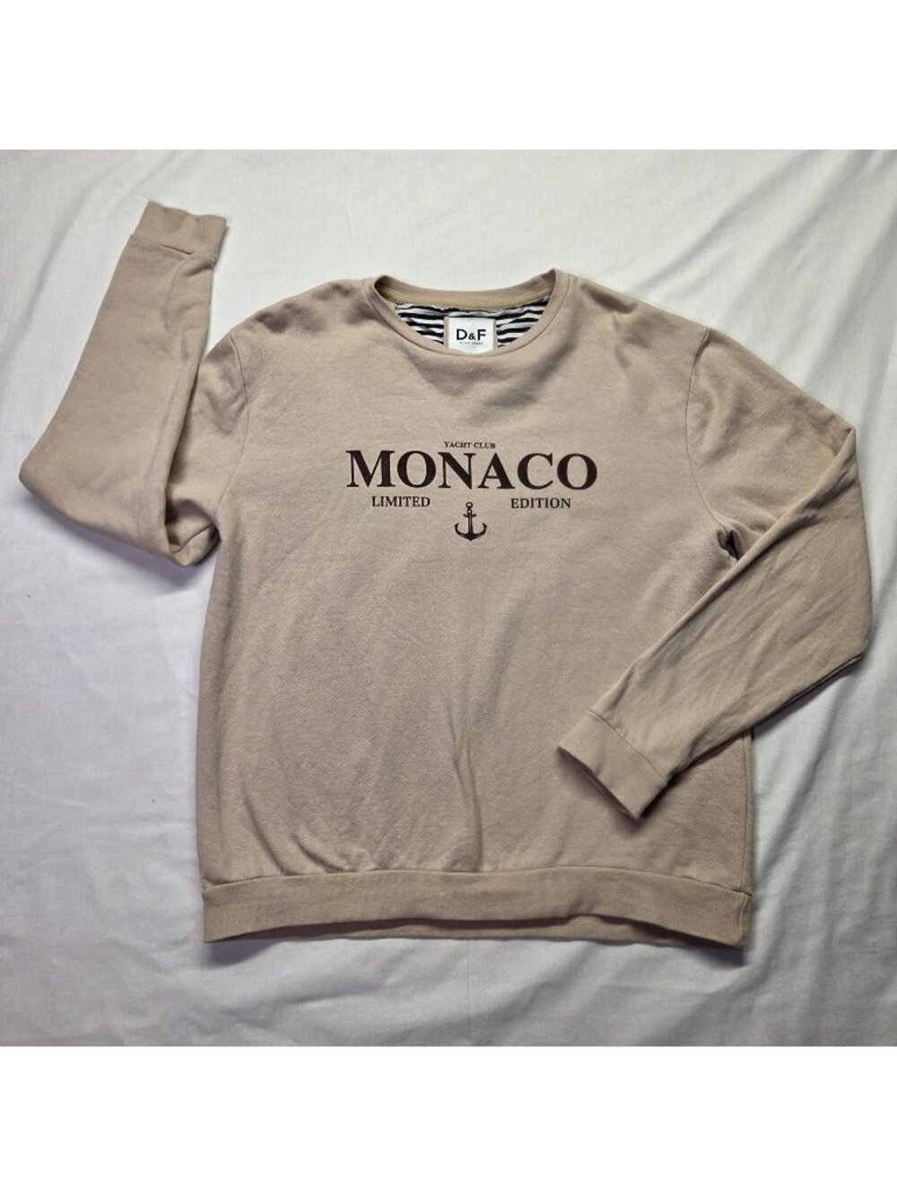 Denim & Flower Ricky Singh Crew Neck Sweatshirt Men's L Beige Yacht Club Monaco